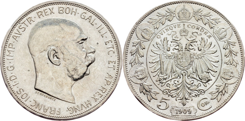 Franz Joseph I., 5 Krone 1909, Schwartz, Vienna Habsburg, Franz Joseph I., 5 Kro...