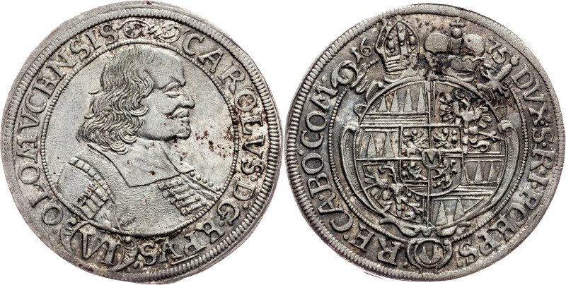 Charles II. of Liechtenstein, 6 Kreuzer 1675, Kremsier Olmutz, Charles II. of Li...