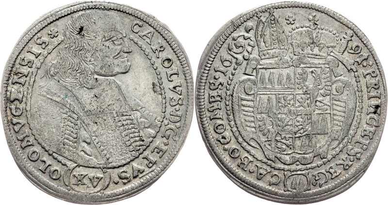 Charles II of Liechtenstein, 15 Kreuzer 1691, Kremsier Olmutz, Charles II of Lie...