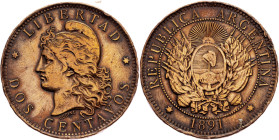 Argentina, 2 Centavos 1891, Buenos Aires