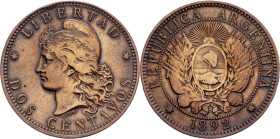 Argentina, 2 Centavos 1892, Buenos Aires