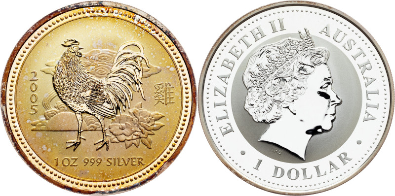 Australia, 1 Dollar (1 Oz) 2005, Lunar Series - Year of the Rooster Australia, E...