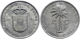 Belgian Congo, 5 Francs 1958, Brussels