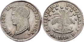 Bolivia, 4 Soles 1856, F