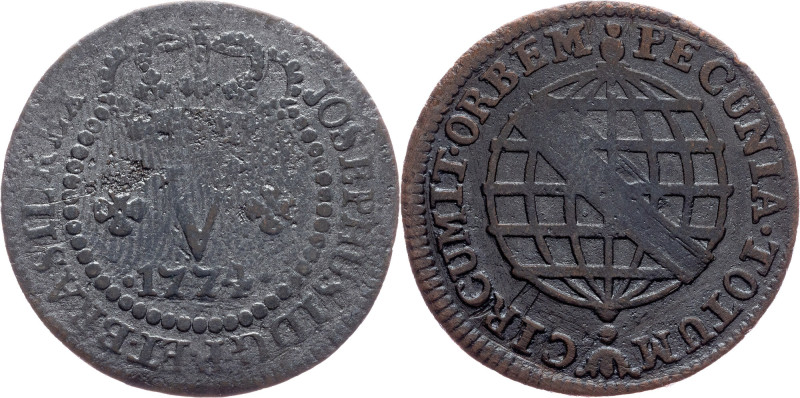 Brazil, 5 Reis 1774 Brazil, Cobre, 5 Reis 1774, LMB C116; VG

Grade: VG