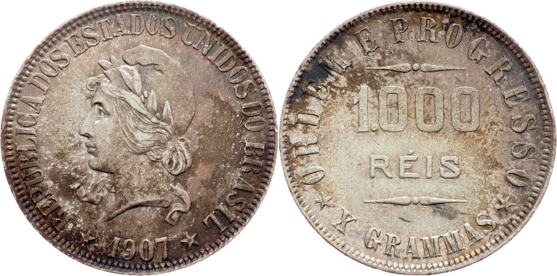 Brazil, 1000 Reis 1907 Brazil, 1000 Reis 1907, Ag, LMB P687; EF

Grade: EF