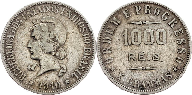 Brazil, 1000 Reis 1910 Brazil, 1000 Reis 1910, Ag, LMB P690; VF

Grade: VF