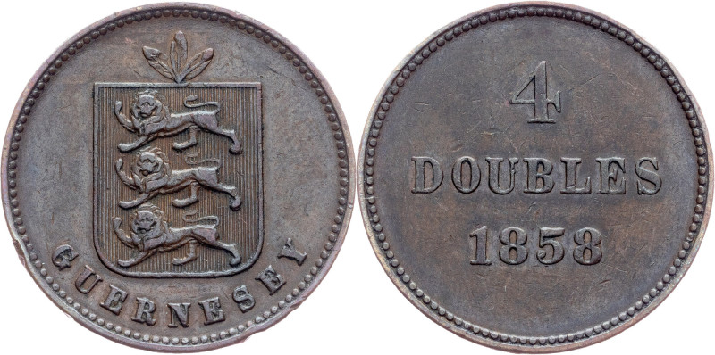 Guernsey, 4 Doubles 1858, London Guernsey, Victoria, 4 Doubles 1858, London, 9,1...