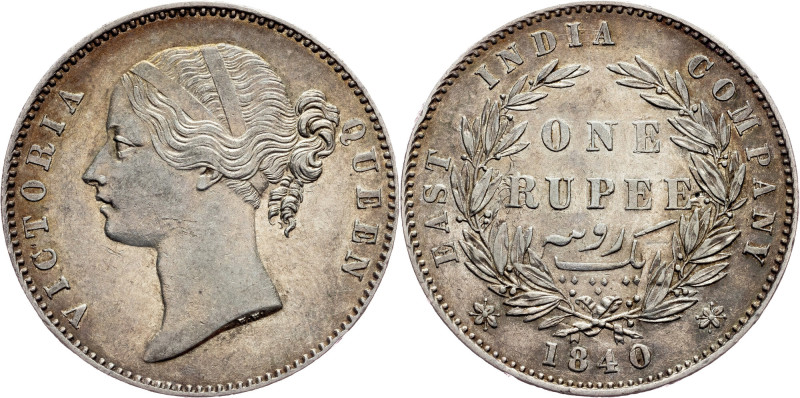 British India, 1 Rupee 1840 British India, 1 Rupee 1840, KM# 458, toned; EF

G...