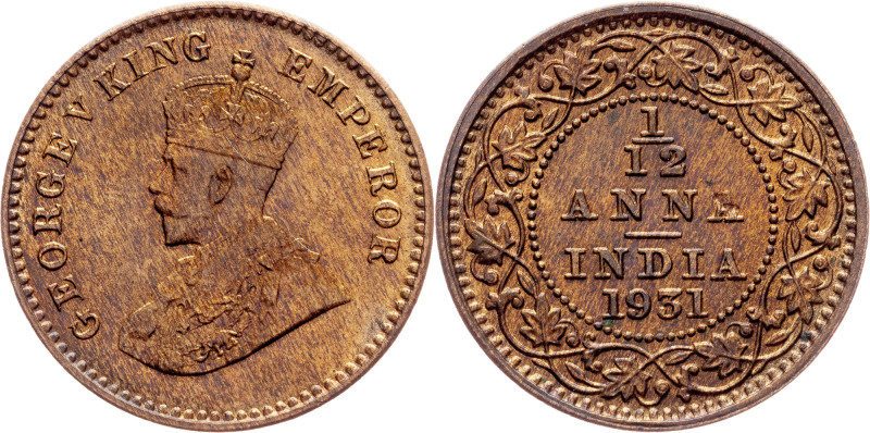 British India, 1/12 Anna 1931, Calcutta British India, George V., 1/12 Anna 1931...