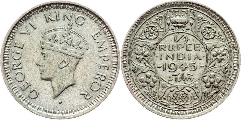 British India, 1/4 Rupee 1945, Bombay British India, George VI., 1/4 Rupee 1945,...