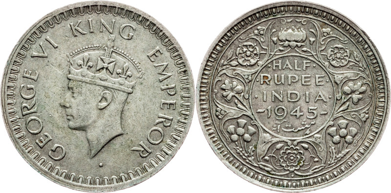 British India, 1/2 Rupee 1945, Bombay British India, George VI., 1/2 Rupee 1945,...