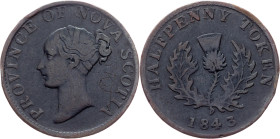 Canada, 1/2 Penny 1843