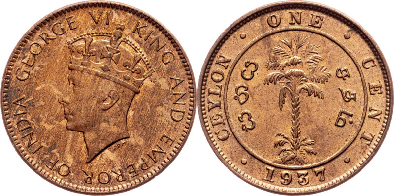 Ceylon, 1 Cent 1937, Calcutta Ceylon, 1 Cent 1937, Calcutta, KM# 111, Mint luste...
