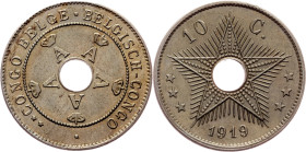 Congo, 10 Centimes 1919, Brussels
