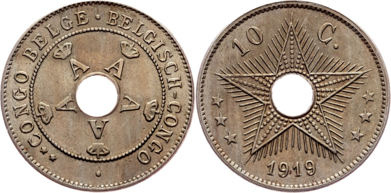 Congo, 10 Centimes 1919, Brussels Congo, Albert I., 10 Centimes 1919, Brussels, ...