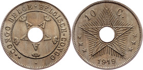 Congo, 10 Centimes 1919, Brussels