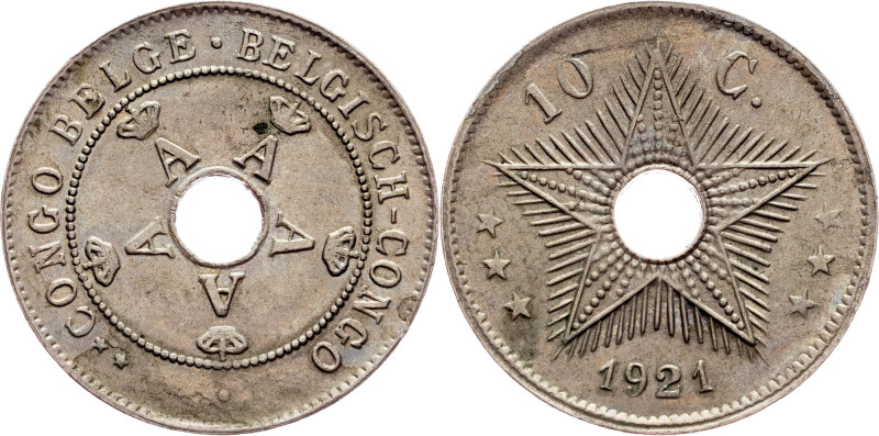 Congo, 10 Centimes 1921, Brussels Congo, Albert I., 10 Centimes 1921, Brussels, ...