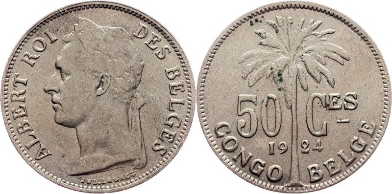 Congo, 50 Centimes 1924, Brussels Congo, Albert I., 50 Centimes 1924, Brussels, ...