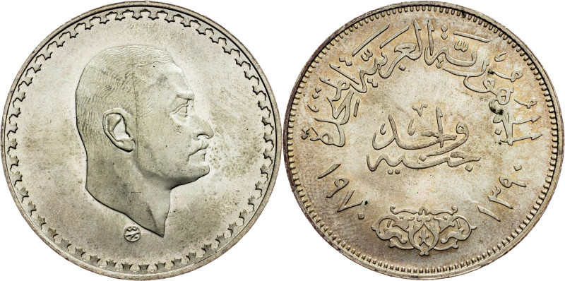 Egypt, 1 Pound 1390 (1970) Egypt, 1 Pound 1390 (1970), Ag, KM# 425, President Na...