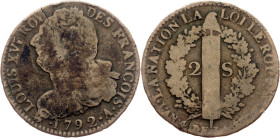 France, 2 Sols 1792, A