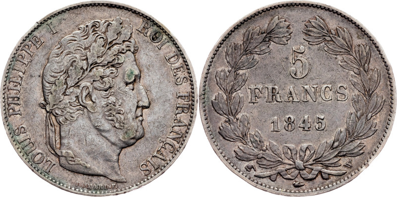 France, 5 Francs 1845, W France, Louis Philippe I., 5 Francs 1845, W, 24,84 g, A...