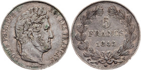 France, 5 Francs 1845, W