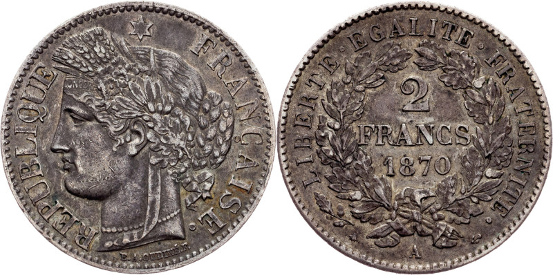 France, 2 Francs 1870, A France, Third republic, 2 Francs 1870, A, 10 g, Ag (835...