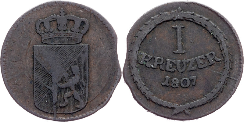 Germany, 1 Kreuzer 1807 Germany, Grand Duchy of Baden, Karl I. Friedrich, 1 Kreu...