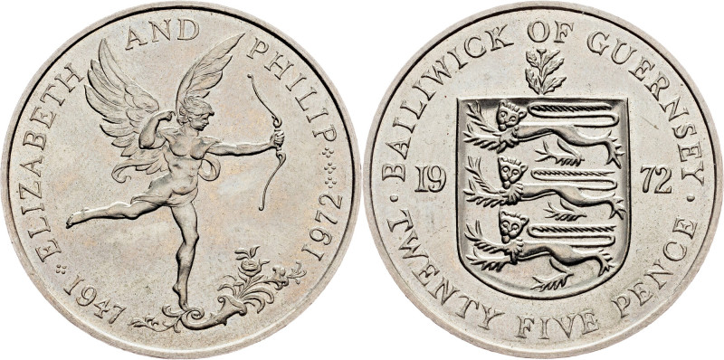 Guernsey, 25 Pence 1972, Llantrisant Guernsey, British Overseas Territories, 25 ...