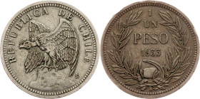 Chile, 1 Peso 1933, Santiago de Chile