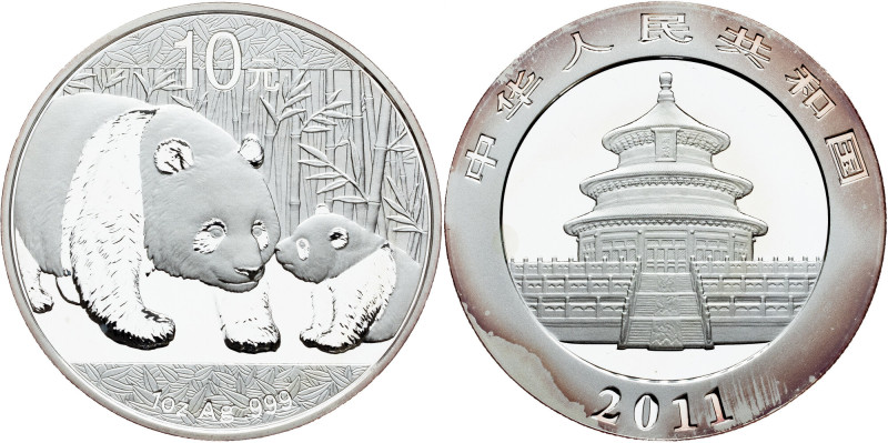China, 10 Yuan (1 Oz) 2011, Panda China, People's Republic, 10 Yuan (1 Oz) 2011,...