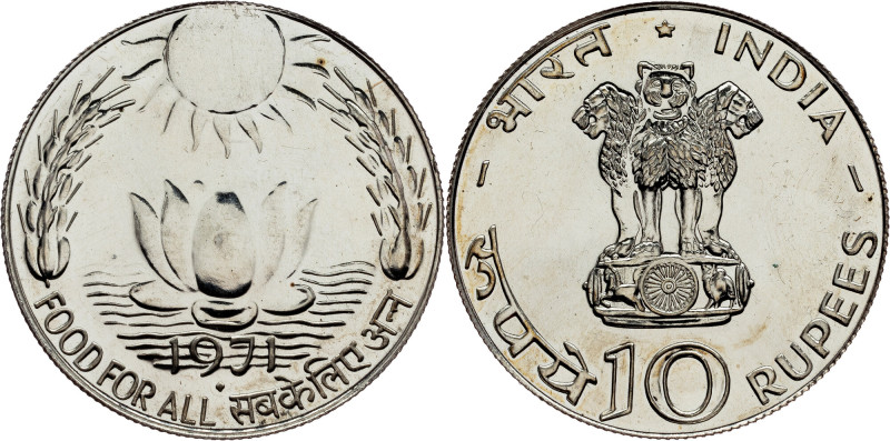 India, 10 Rupees 1971, Mumbai India, 10 Rupees 1971, Mumbai, 15,053 g, Ag (800/1...