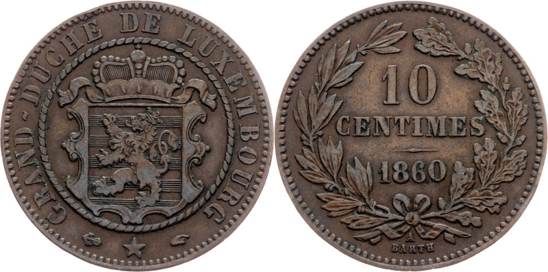 Luxembourg, 10 Centimes 1860, A Luxembourg, William III., 10 Centimes 1860, A, 9...