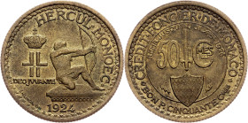 Monaco, 50 Centimes 1924, Poissy