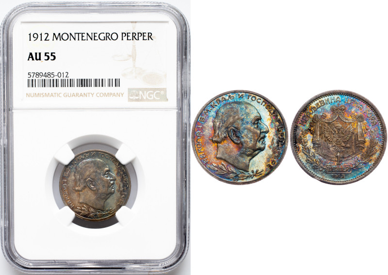 Montenegro, 1 Perper 1912 Montenegro, 1 Perper 1912, Ag, KM# 14, Beautiful tonin...