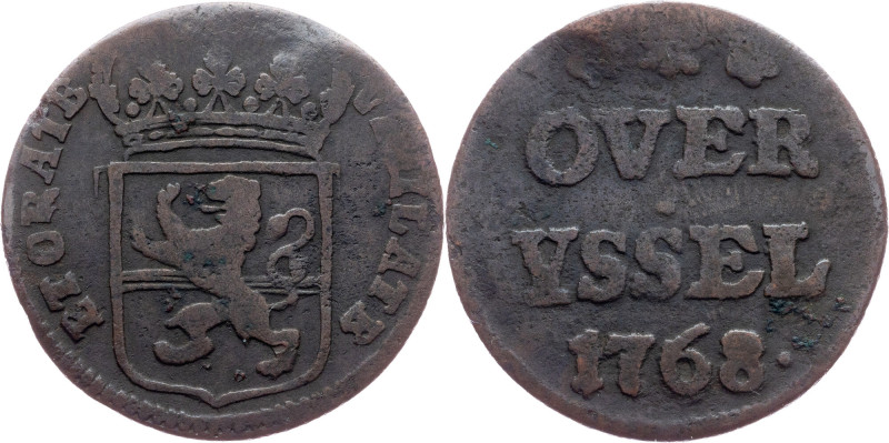 Netherlands, 1 Duit 1768 Netherlands, Overijssel, 1 Duit 1768, Copper, KM# 90, s...