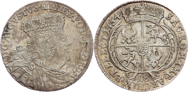 Poland, 18 Groschen 1754, Leipzig Poland, Augustus III. of Poland, 18 Groschen 1...