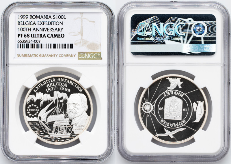 Romania, 100 Lei 1999 Romania, Republic, 100 Lei 1999, 27 g, Ag (925/1000), KM# ...