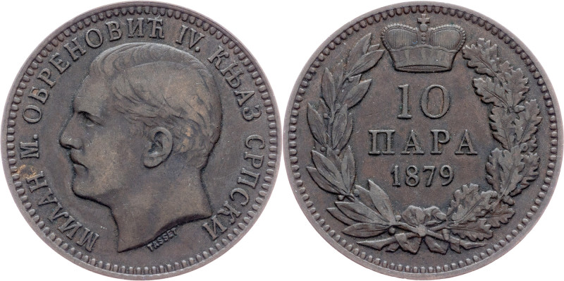 Serbia, 10 Para 1879 Serbia, Milan Obrenović IV., 10 Para 1879, 9,73 g, Bronze, ...