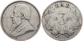 South Africa, 3 Pence 1895, Pretoria