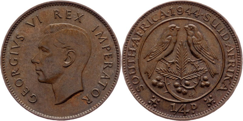 South Africa, 1/4 Penny 1944, Pretoria South Africa, George VI., 1/4 Penny 1944,...