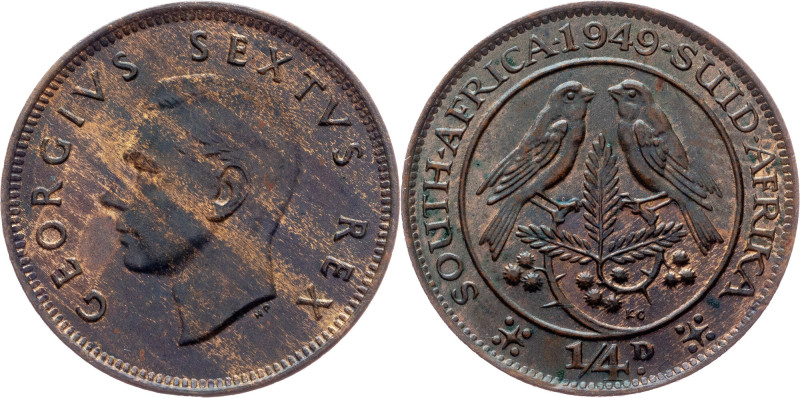 South Africa, 1/4 Penny 1949, Pretoria South Africa, George VI., 1/4 Penny 1949,...