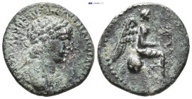 CAPPADOCIA. Caesarea. Nero (54-68). Hemidrachm. (14mm, 1.5 g) Obv: NERO CLAVD DIVI CLAVD F CAESAR AVG GERMANI. Laureate head right. Rev: Nike seated r...