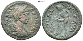 TROAS. Alexandria. Severus Alexander (222-235). Ae As. (22mm, 5,6 g) Obv: Laureate, draped and cuirassed bust right. Rev: Apollo standing left, with f...