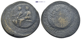 Lydia, Sardes, Germanicus, with Drusus (heirs of Tiberius) Æ (29mm, 15.6 g) Originally struck circa AD 23-26. Re-struck under Asinius Pollio, proconsu...