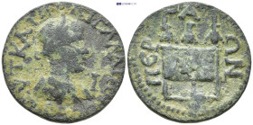PAMPHYLIA, Perge. Gallienus. AD 253-268. Æ 10 Assaria (29mm, 15.4 g). Radiate, draped, and cuirassed bust right; I (mark of value) before / Three priz...