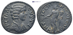 PISIDIA. Antioch.Julia Domna. 193-217 AD. AE Bronze. (24mm, 5.2 g)IVLIA AVGVSTA, draped bust of Julia Domna right / ANTIOCHE GEN COL CA, Tyche standin...