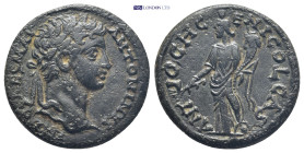 Pisidia, Antioch. Caracalla. A.D. 198-217. AE (22mm, 5.1 g). IMP CAES M AV ANTONINVS, laureate head right / ANTIOCH GENI COL CAS, Tyche standing left,...