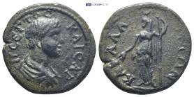 CILICIA, Carallia. Geta. AD 198-209. Æ (24mm, 6.9 g). Laureate, draped, and cuirassed bust right, seen from behind / Demeter, veiled, standing facing,...